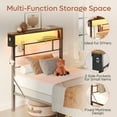 thumbnail image 4 of Bestier Twin Size Bed Frame with 49.2" High LED Storage Headboard Shelf, Metal Platform Bed, Black, 4 of 7