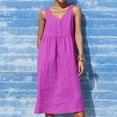 thumbnail image 2 of B91xZ Femmes Taille Maxi Robe Décontractée Sans Manches Longue Robe Split Maxi Summer Robe de Plage, Violet XL, 2 of 5