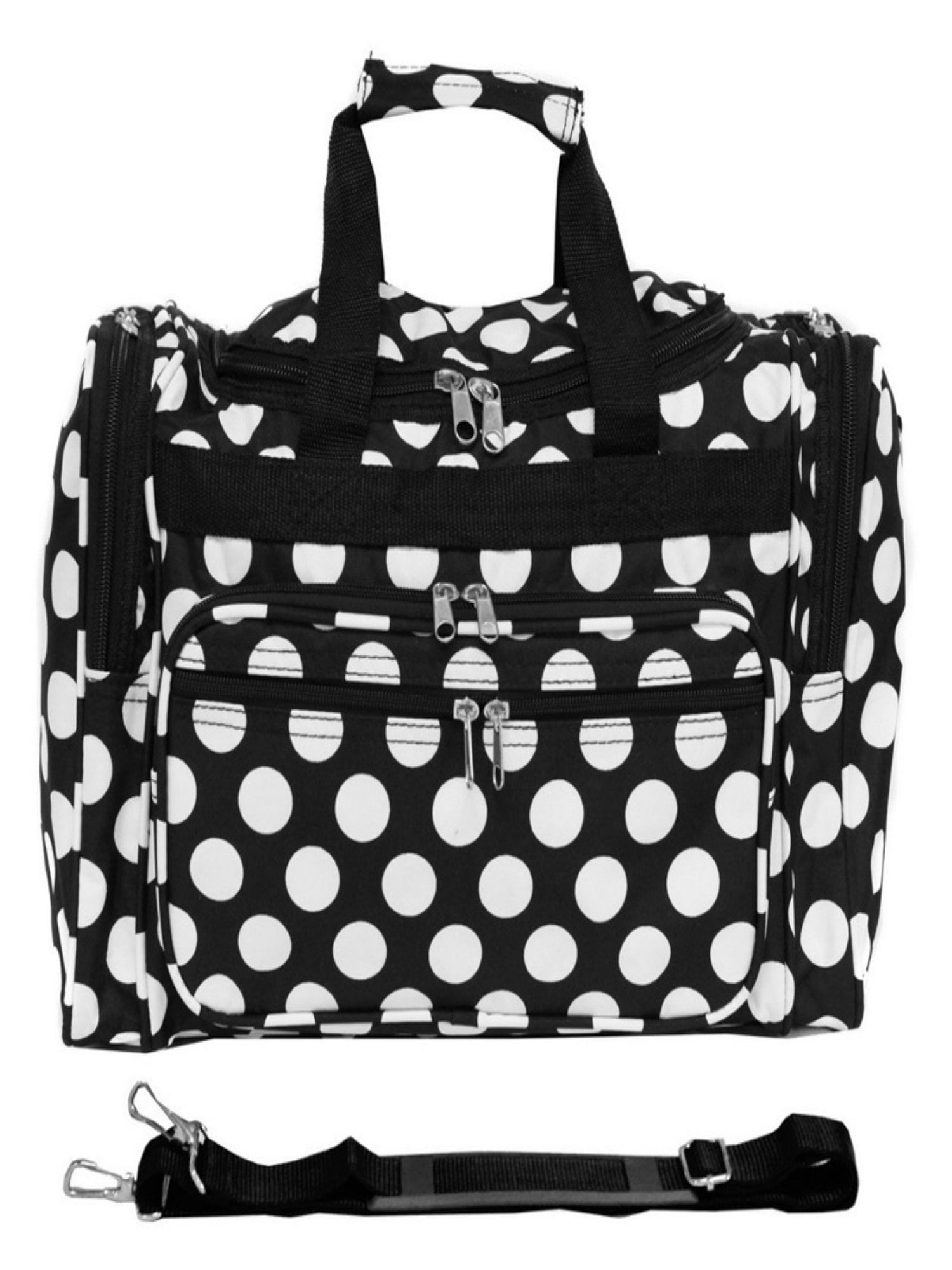 World Traveler 16inch CarryOn Duffel Bag Black White Dot II