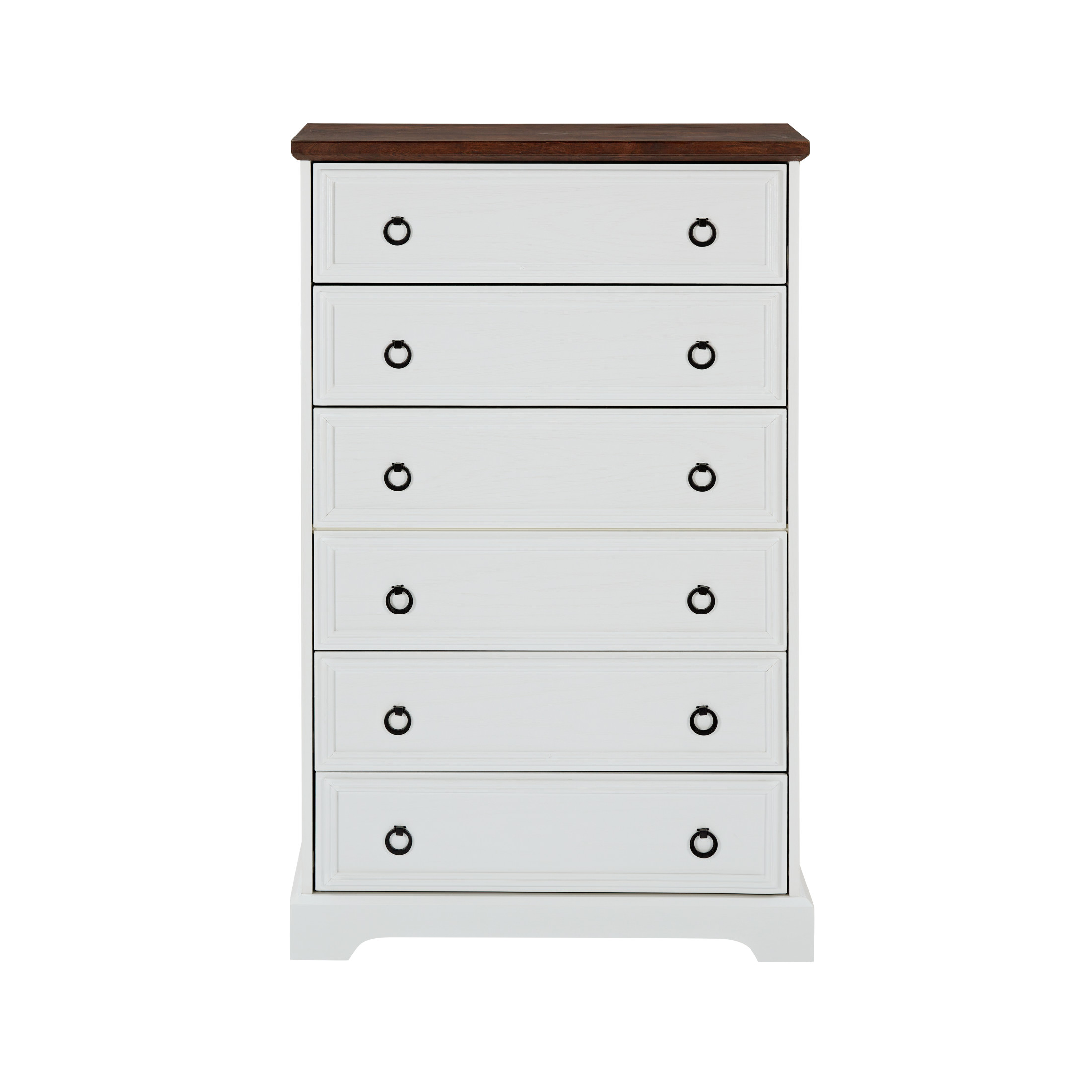Noble House Laguna Modern 6-Drawer Dresser, Tall Bedroom Chest with Easy Pull Handles and Anti-Tip Kit, White