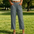 thumbnail image 5 of Capri Pants for Women Straight Leg Elastic Waist Comfy Cotton Blend Lounge with Pockets Gray Loose Cropped Size 2XL, 5 of 6