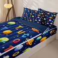 thumbnail image 3 of Homewish Outer Space Theme Planet Zipper Twin Comforter Sets with Fitted Sheet and 2 Pillowcases,Colorful 3D Letter Zipper Bedding Set For Boys Kids,Reversible,4-Piece, 3 of 7
