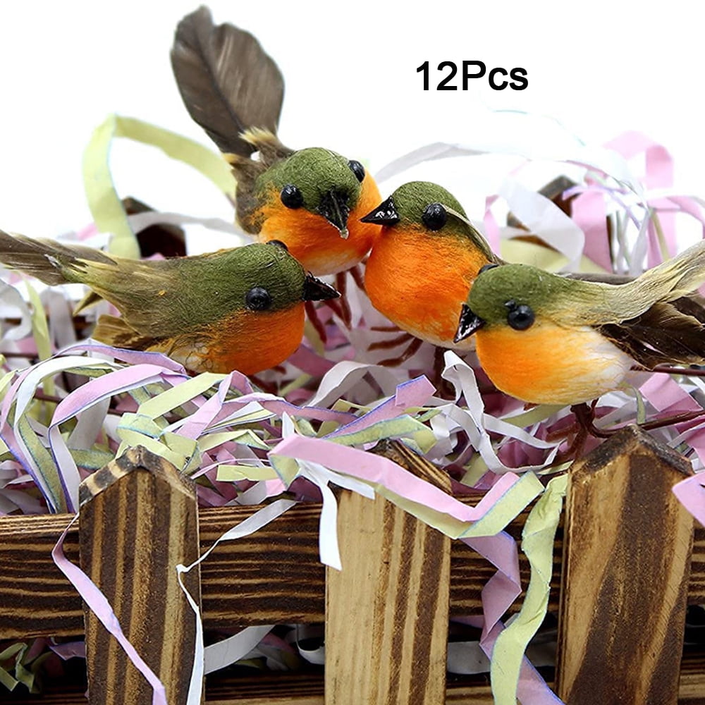 JMS we create smile Pack of 2 Artificial Christmas Xmas Feather Birds Wired Robin Tree Decoration Advent Craft Gift Ornament