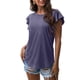 thumbnail image 1 of ICHUANYI Clearance Women Casual Round Neck Short Puff Sleeve Solid Color Pullover Blouse T-shirt Tops Loose Fit(Purple, XXL) ICHUANYI WER2023080905082, 1 of 6