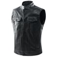 thumbnail image 1 of Chaleco de moto NAVEKULL para hombre de piel negro vintage, 1 of 7