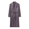 thumbnail image 4 of Men's Satin Robe Large Size Silk Kimono Classic Long Bathrobe Belt Pockets Lightweight Loungewear Sleepwear Pajamas Size L-4XL Brown, 4 of 8
