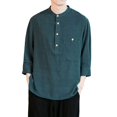 thumbnail image 1 of POINTERTECK Mens Spring And Autumn Loose Fashion Casual Daily Solid Color 9-sleeve Shirt Top, 1 of 6