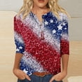 thumbnail image 2 of YDLCAFD Easter Women Casual V Neck Colorful Gradient Geometric Print Button Three Quarter Sleeve T Shirt, 2 of 4