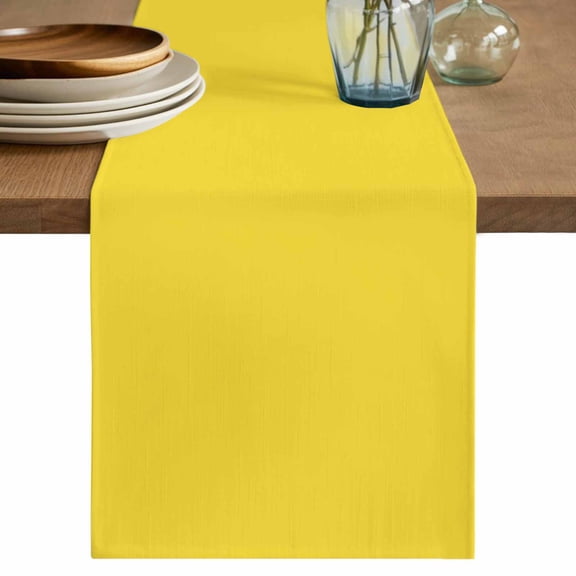 Table Runner 36 Inch Long - Minimalist Solid Pure Yellow Decorative Table Scarf, Unadorned Single Color Art Dining Table Runners for Wedding Party Kitchen Dining Tables