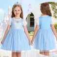 thumbnail image 5 of Jurebecia Cinderella Dress for Girls Kids Blue Princess Costumes Toddler Puff Sleeve up Fancy Birthday Party Ball Gown Halloween Birthday Party Outfits 100 cm 2-3 Years, 5 of 19