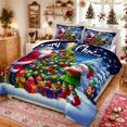 thumbnail image 2 of Merry Christmas Comforter Set Snowflake Xmas Tree Printed Quilt Set Bedding Christmas Room Decor Soft Lightweight Comforter Set 4 Pieces for All Season, 2 of 6