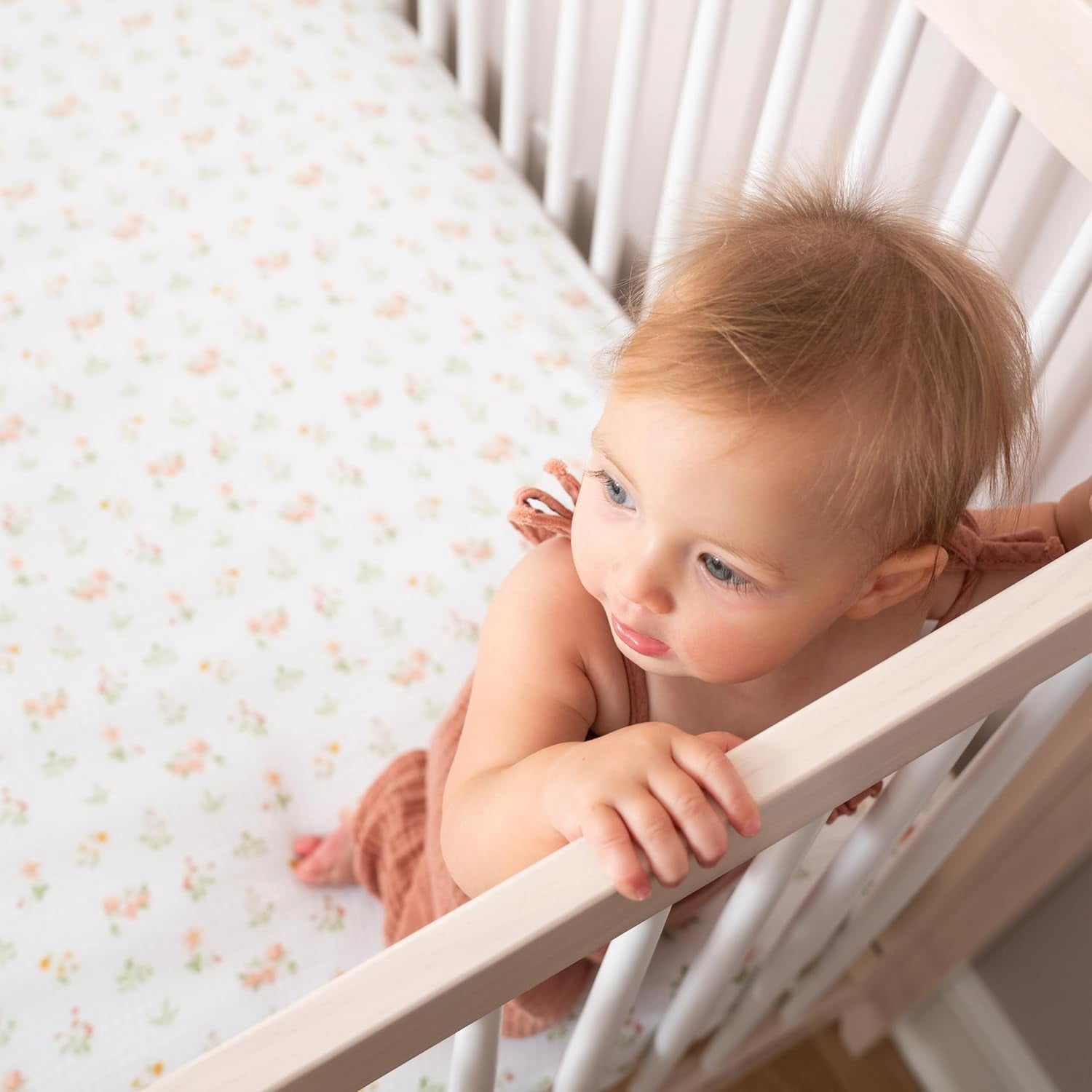 aden + anais essentials Cotton Muslin Crib Sheet, Pink, Country Floral, Infants, Girls