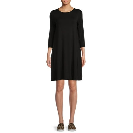 Time and Tru Women's Knit Dress with 3/4-Length Sleeves