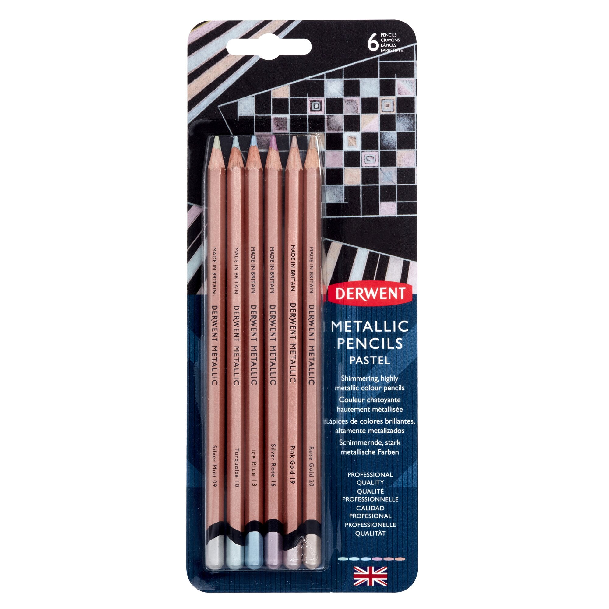 Derwent Professional Artists Pencils 6pc and Metal Tin Set and Sharpener **SALE* 