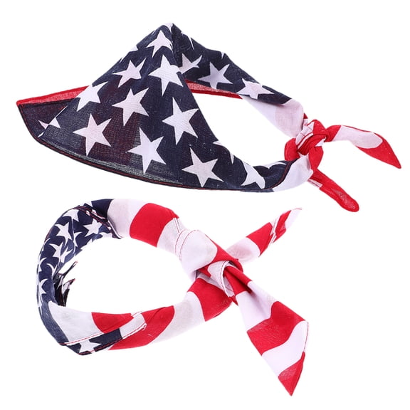 PTOOTP 2Pcs Patriotic Kerchief Neck Scarf with Print for Stylish Daily and Party Use