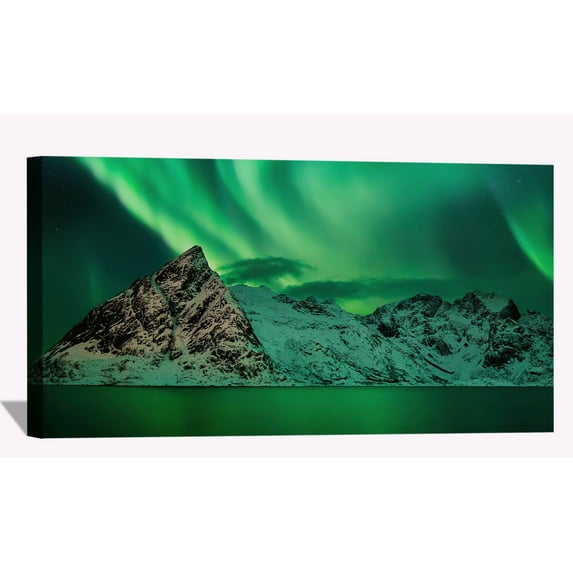 Aurora Season Mountains Wall Art Aurora Borealis Picture Canvas Art Northern Lights Framed Painting Wall Decor For Home Office Bedroom Livingroom Reeady to Hang
