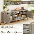 thumbnail image 5 of Costway TV Stand with 2 Woven Accent Doors, Storage Drawer 3 Adjustable Shelves for 65” TVs Rustic Oak, 5 of 9