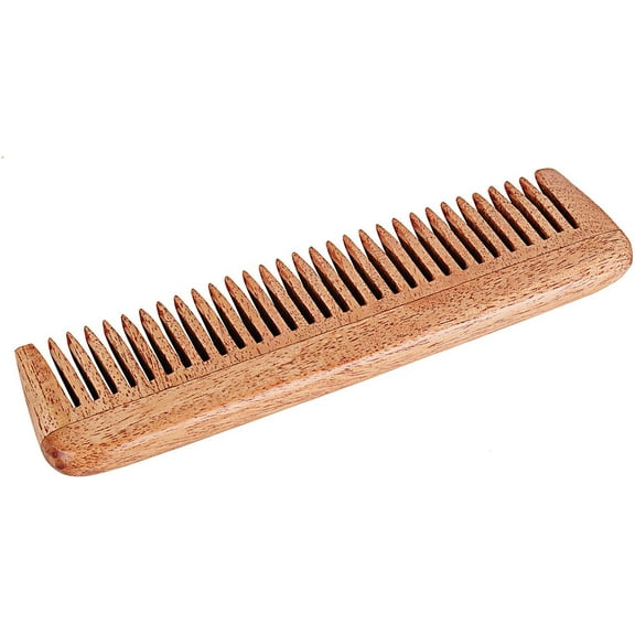 SVATV HANDCRAFTED NEEMWOOD COMB FOR DETANGLING HAIR FOR THICK, CURLY AND WAVY HAIR, NON-STATIC AND ECO-FRIENDLY WITH WIDE TOOTH FOR GROOMING HAIR COMB - (N-16)