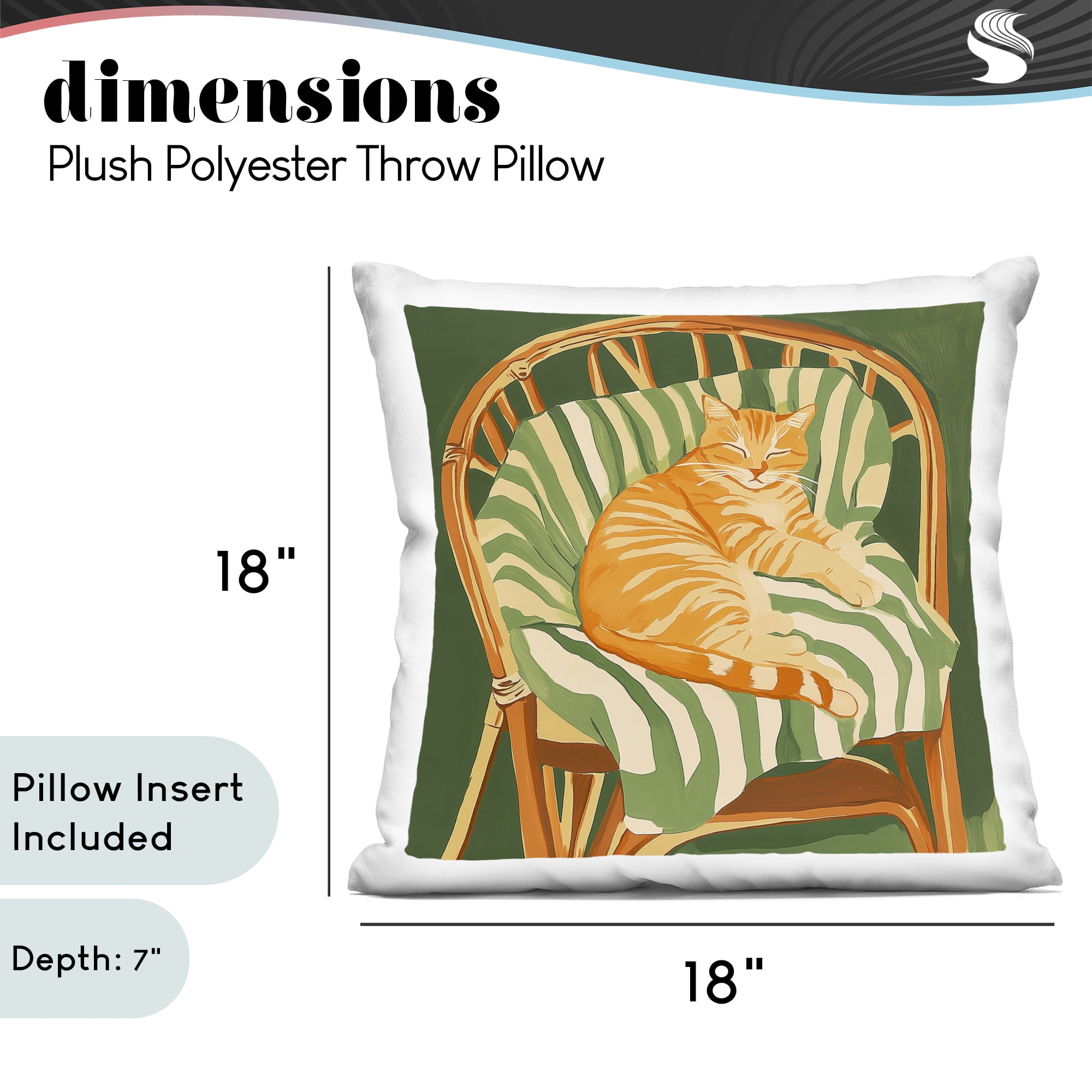 Stupell Industries Cat In Rattan Chair Decorative Printed Throw Pillow, design by Walker Noble