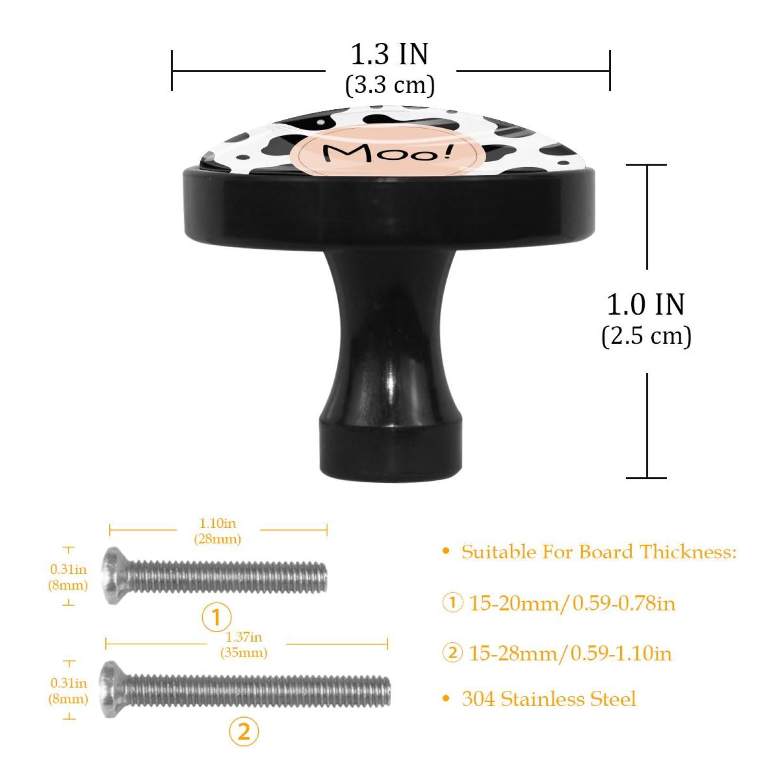 4 Pcs Cow Black Moo Knobs for Kitchen Cabinet Cupboard Dresser Bookcase Drawer Pulls Handles Round Home Decor