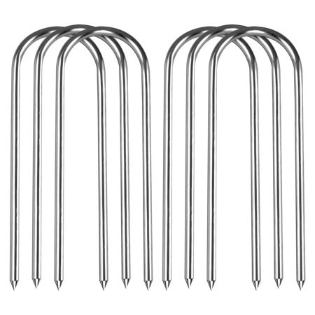 Trampolines Wind Stakes Heavy Duty U Type Sharp Ends Safety Ground Anchor Galvanized Steel for Soccer Goals, Camping Tents and Huge Garden Decoration (u Stakes 6pcs)