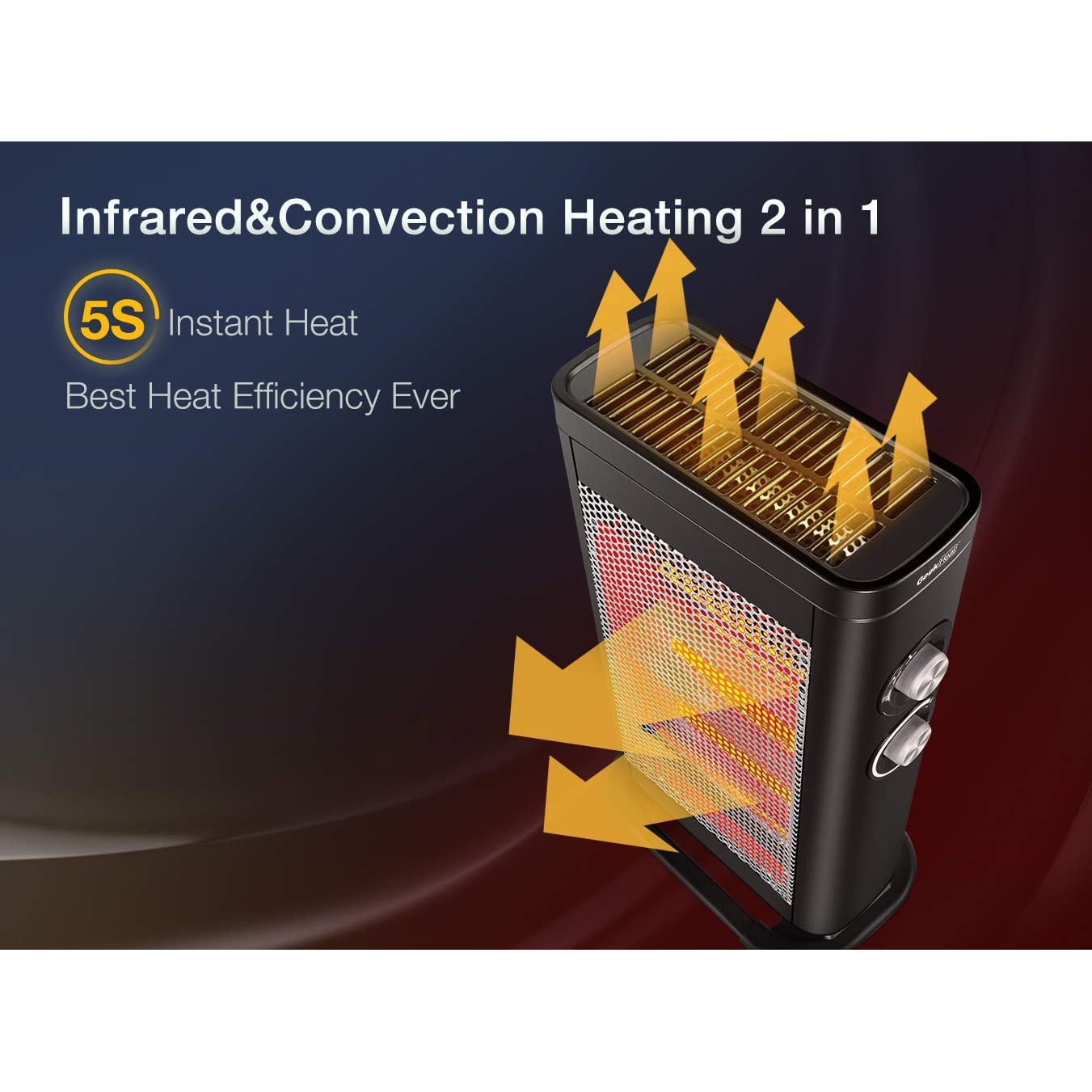 Geek Heat HQ28-15M 2 in 1 Infrared u0026 Convection Electric Portable Space  Heater - Walmart.com