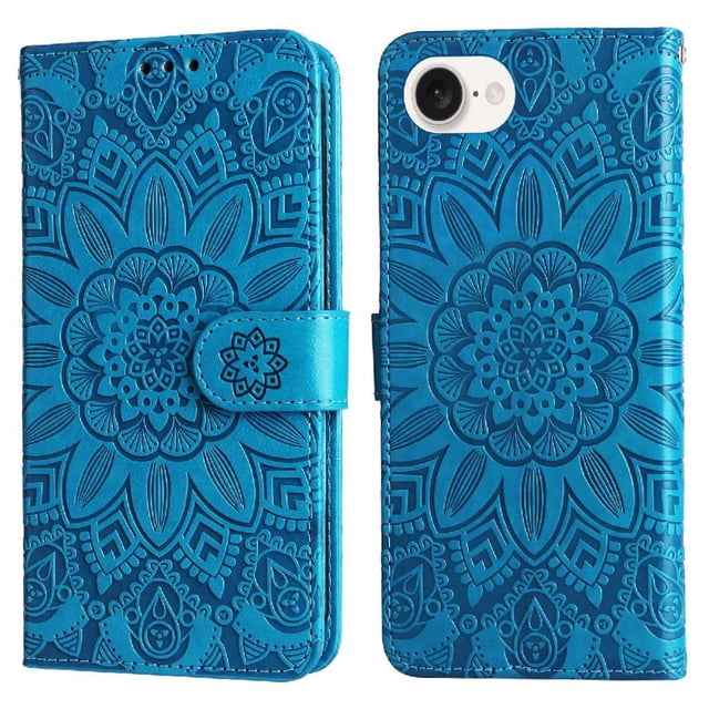 Funda tipo cartera GANGXUN para iPhone 16e , diseño girasol, cuero PU, soporte, cierre magnético, tarjetero