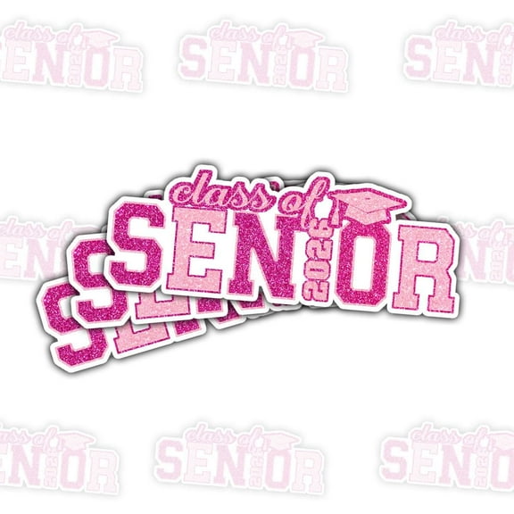 3 Pcs Class of 2026 Glitter Senior Stickers | Pink Graduation Vinyl Decals | Gift for Grads, Scrapbooks, Laptops Vinyl Stickers 3 inch