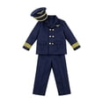 thumbnail image 3 of YunPes Boys Pilot Uniform Double-Breasted Navy Suit Jacket Matching Suit Trousers & Officer Hat Halloween Birthday Party School Event Role Dress-Up, 3 of 6