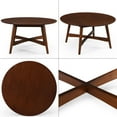 thumbnail image 3 of Coffee Table Round, Wood X Base Frame Cocktail Table, for Living Room, Solid Wood Table，Natural Walnut, 3 of 5