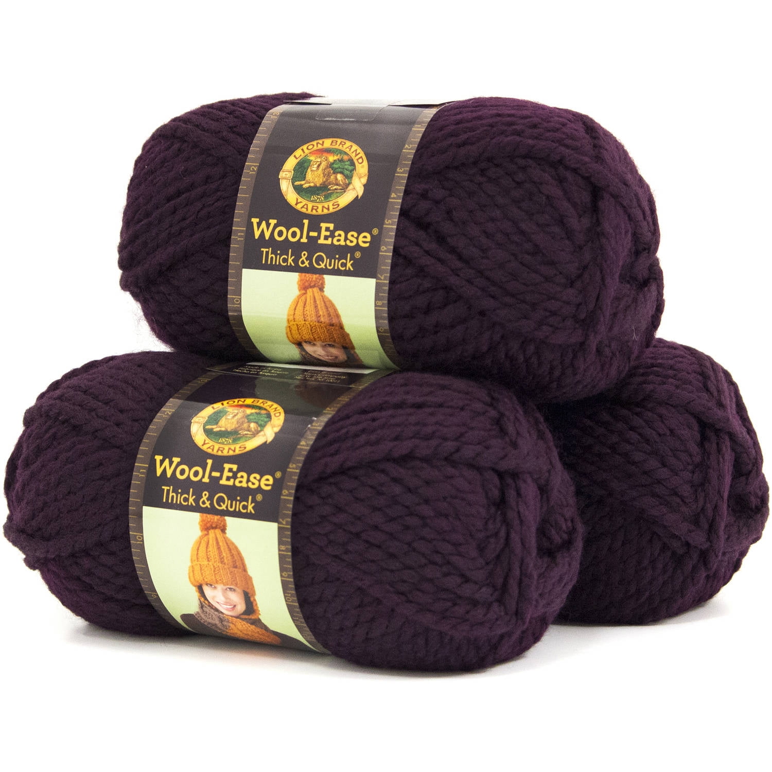 Lion Brand Yarn WoolEase Thick and Quick Eggplant Classic Super Bulky