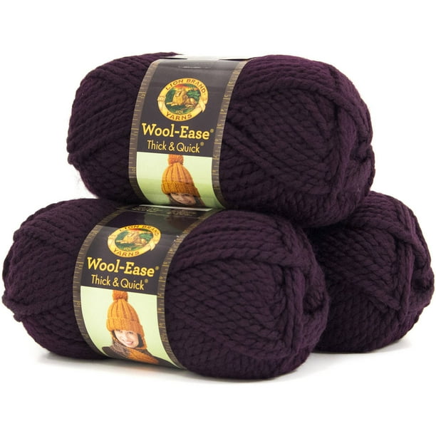Lion Brand Yarn WoolEase Thick and Quick Eggplant Classic Super Bulky