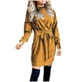 thumbnail image 1 of Qiopertar Robe Décontractée Mode pour Femmes Col Rond Manches Longues Robe Longue Taille en Solde à Moins de 5$ en Solde Offres d'Accès Anticipé, 1 of 6