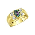 thumbnail image 3 of RYLOS Men's Rings 14K Yellow Gold Rings Classic Designer Style 8X6MM Oval Gemstone &  Diamond Ring Alexandrite June Birthstone Rings For Men Size 12, 3 of 7