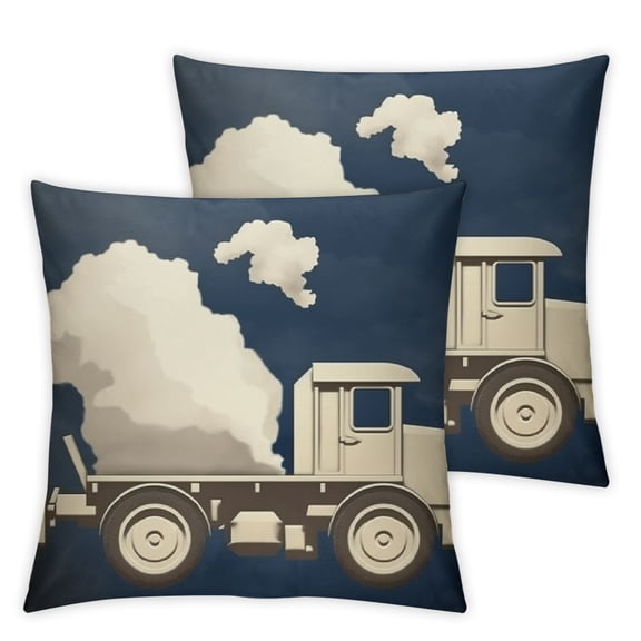 Throw Pillow Cover Nursery Dump Truck in Navy Blue Construction Decorative Pillow Case Home Decor Square Pillowcase