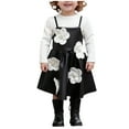 thumbnail image 1 of Ensemble 2 Pcs Blanc Garçon Fille à Enfiler Manches Longues pour Enfants Garçon Fille Hiver Automne Col Rond Imprimé Floral Mini Petit Assorti Chaud 2 Pcs Haut Uni Chemises Robes Ensembles 2 Pcs Enfant 2025 4 Ans, 1 of 5
