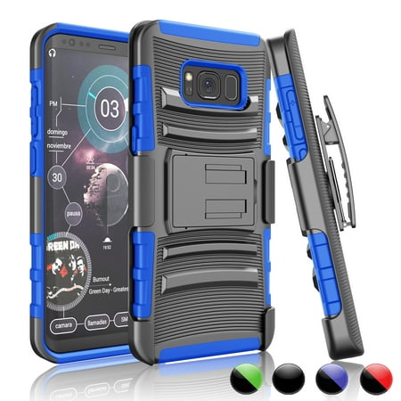 Galaxy S8 Plus Case, Samsung S8 Plus Holster Belt,[Blue] Njjex Full Body Shock Absorbing Hard & Soft Kickstand Carrying Armor Cases Cover For Samsung Galaxy S VIII Plus (6.2