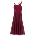 thumbnail image 6 of Eandarui Women Elegant Spaghetti Straps Ballet Dancing Flowy Maxi Long Dress Modern Latin Skater Burgundy L, 6 of 7