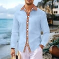 thumbnail image 5 of Men's Casual Long Sleeve Linen Shirt Bohemian Loose Lapel Cardigan for Spring Fall Relaxed Wear,Sky Blue,3XL, 5 of 9