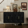 thumbnail image 6 of HLR 48" Accent Cabinet with 4 Doors, Vintage Hollow Carving Storage Credenza, Sideboards and Buffets Cabinet for Living Room, Kitchen, Dining Room, Entryway,Black, 6 of 7