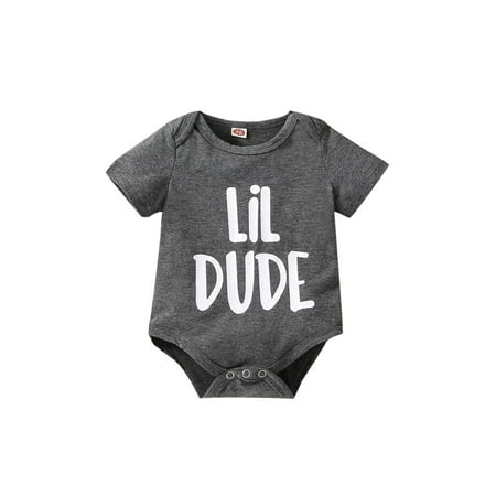 

Calsunbaby Brother Matching Romper / T-shirt Kids Boys Round Neck Lettering Pattern Print Short Sleeve Bodysuit Tops Gray Romper 3-6 Months