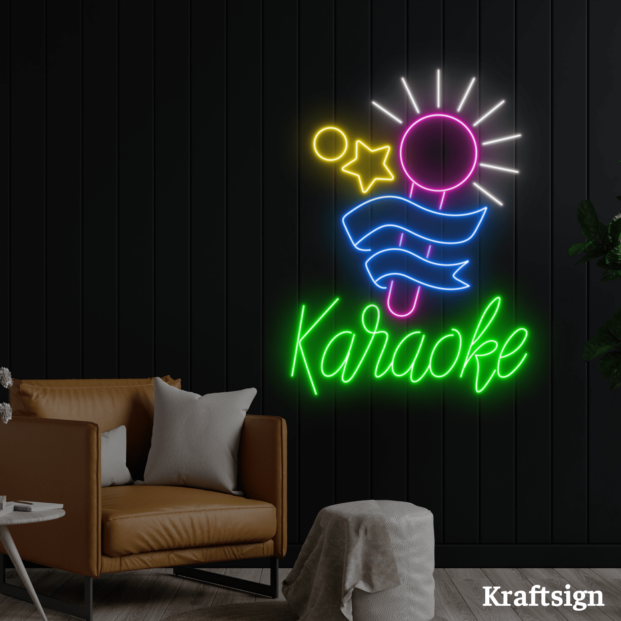 Craftnamesign Karaoke Neon Sign, Karaoke LED Sign, Karaoke Wall Art Decor
