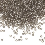 Seed Bead, Preciosa Ornela, Czech Glass, Translucent Silver-Lined Solgel Dyed Grey, #11 Rocaille. Sold Per 500-Gram Pkg.