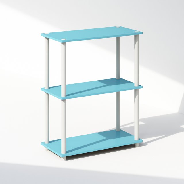 Furinno Turn-N-Tube 3-Tier Multipurpose Compact Display Rack, Shelving Unit, Bookcase, Light Blue/White