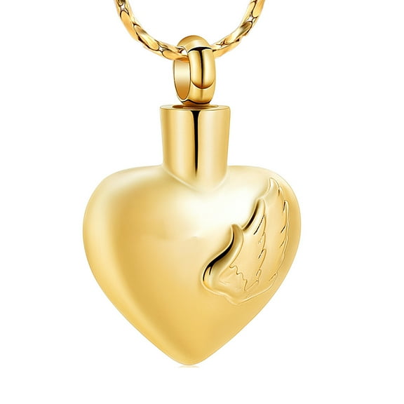 Stainless Steel Wing Print Heart Family Member Memorial Jewelry Cremation Urn Pendant Cremation Jewelry for Ashes Holder Memory Necklace