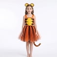 thumbnail image 4 of LPKRT Girls 3 Piece Dress Outfits Color Block Tutu Dress With Tiger Ear Headband And Tail Celebration Party Clothing Sets Orange 2-3 Years, 4 of 8