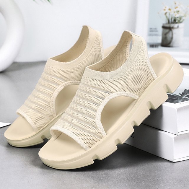 Sandalias para caminar Sandalias deportivas Sandalias elegantes Mujeres cómodas (38) beige