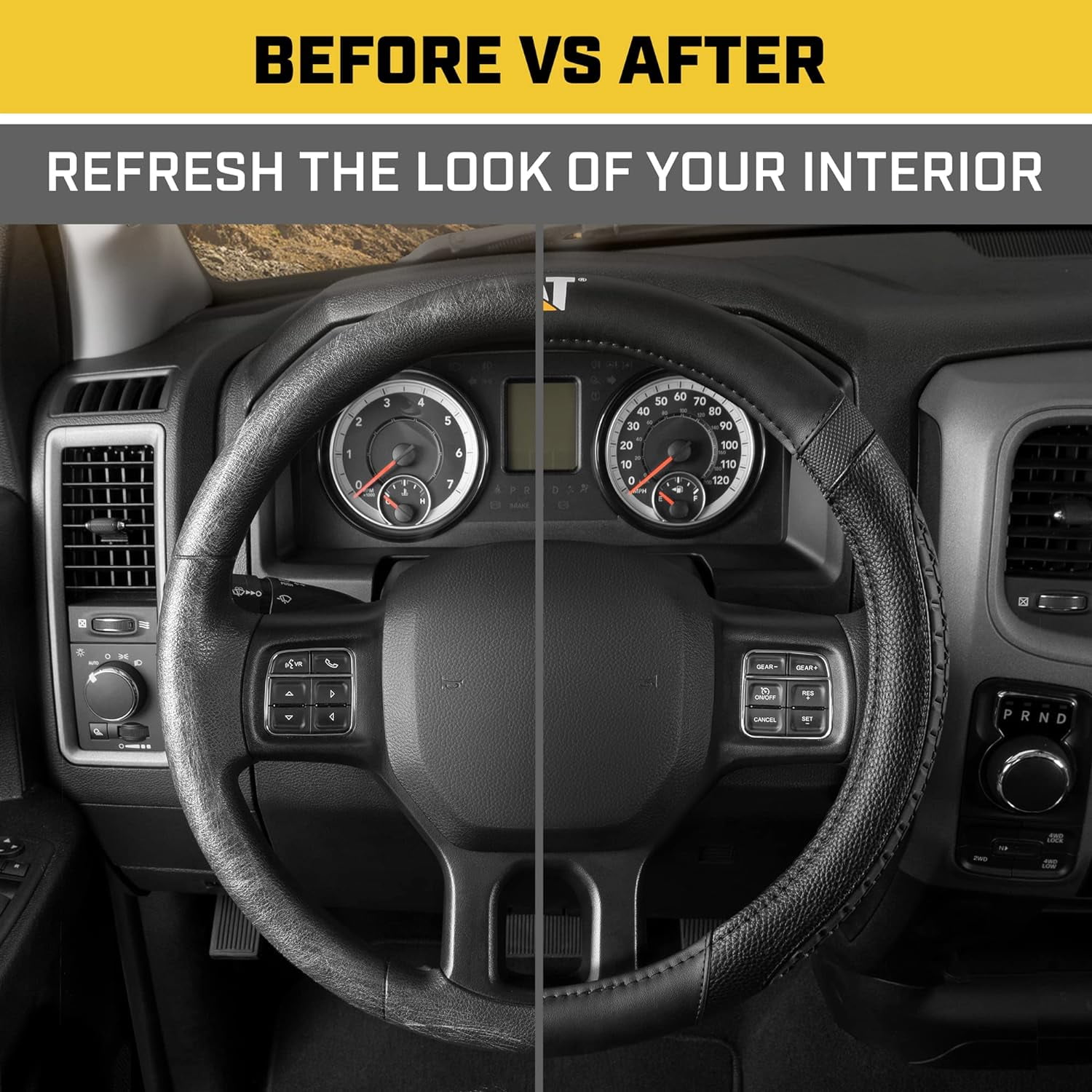 New Caterpillar 18 In Freightliner Caterpillar Leatherette Simi Truck Steering Wheel Cover Air Freshener