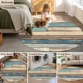 thumbnail image 5 of Blue Brown Beige Farmhouse Round Area Rug 5 FT, Non Slip Bedroom Rugs, Vintage Wood Washable Soft Circular Carpet Non-Shedding Floor Mat for Kitchen Dining Room Foyer Balcony Dorm, 5 of 8