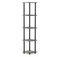 thumbnail image 1 of Furinno 99811 Turn-N-Tube 5 Tier Corner Display Rack Multipurpose Shelving Unit, French Oak Grey/Black, 1 of 4